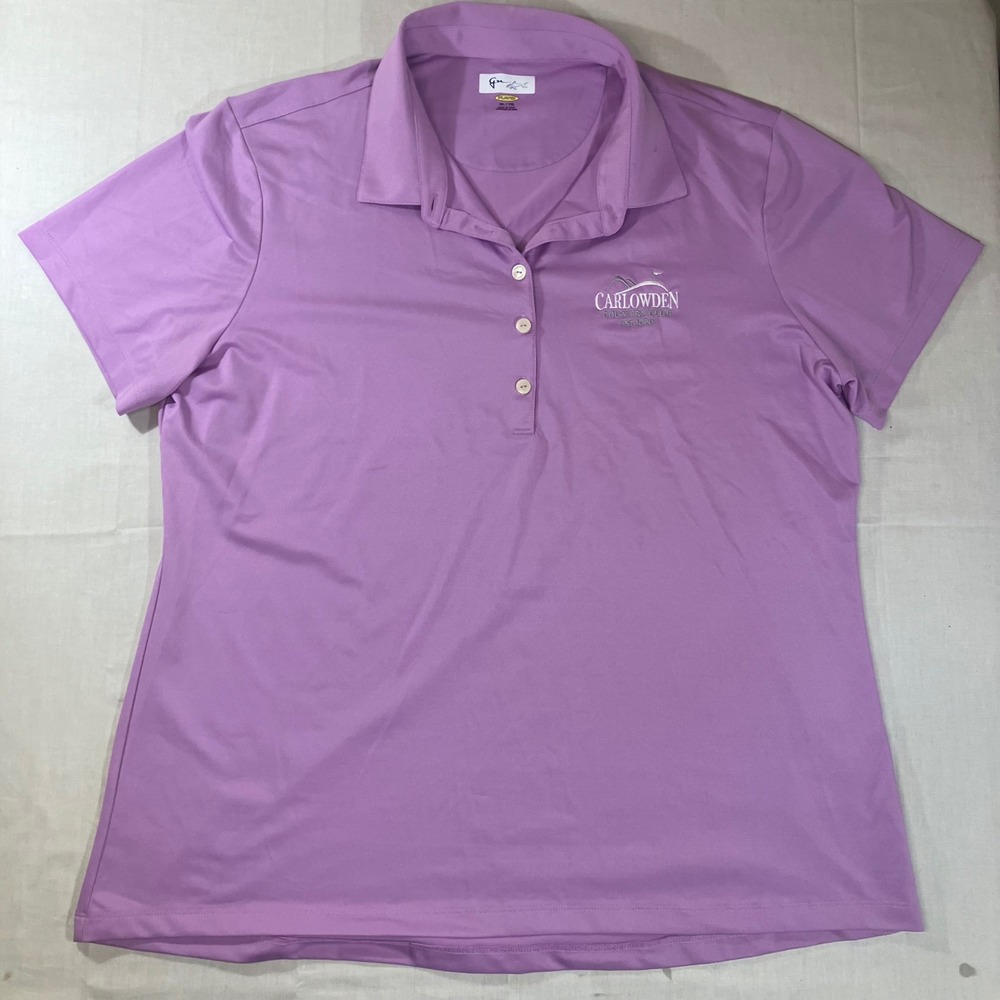 Greg Norman Play Dry Purple Polo Shirt Womens XL Carlowden Country Club Golf Tee